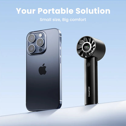 Portable Mini Fan, Handheld Fan with LED Display & Flashlight, 3 Speeds 2000mAh USB Rechargeable Battery Fan
